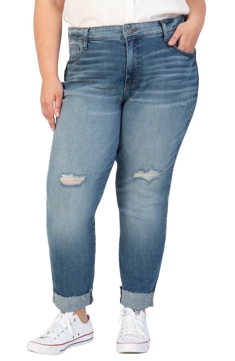 KUT from the Kloth Catherine High Waist Fab Ab Distressed Jeans, Main, color, 