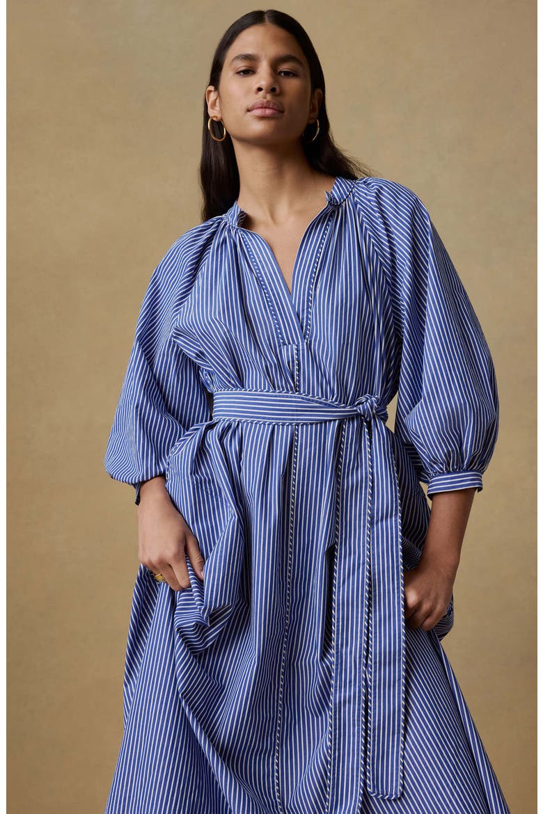 Kaia Coastal Tie Waist Poplin Maxi Dress, Alternate, color, ENDLESS COAST STRIPE