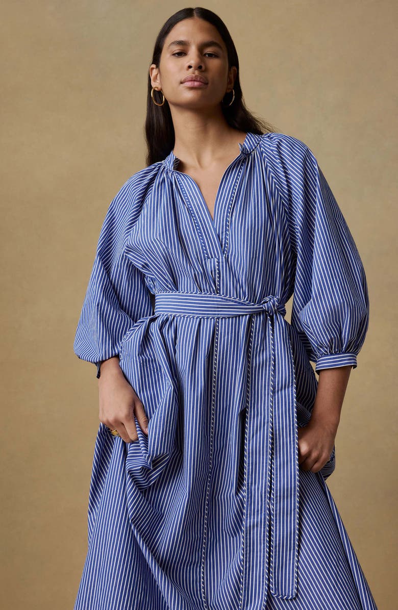 Faherty Kaia Coastal Tie Waist Poplin Maxi Dress, Alternate, color, 