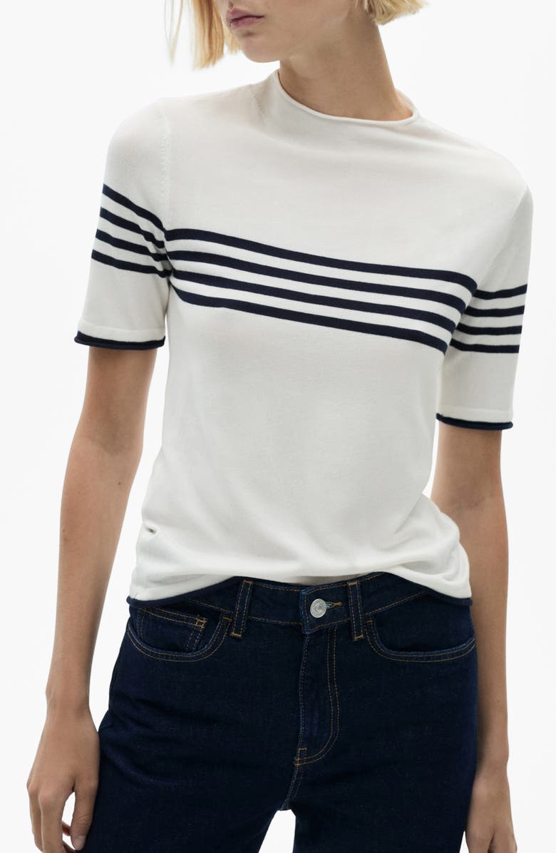 MANGO Stripe Short Sleeve Sweater, Main, color,