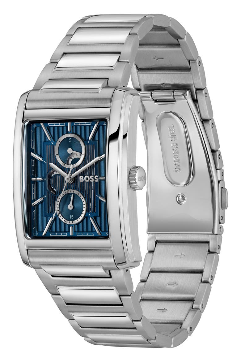 Principle Dress Multifunction Tank Bracelet Watch, 30.5mm x 42mm, Alternate, color, BLUE