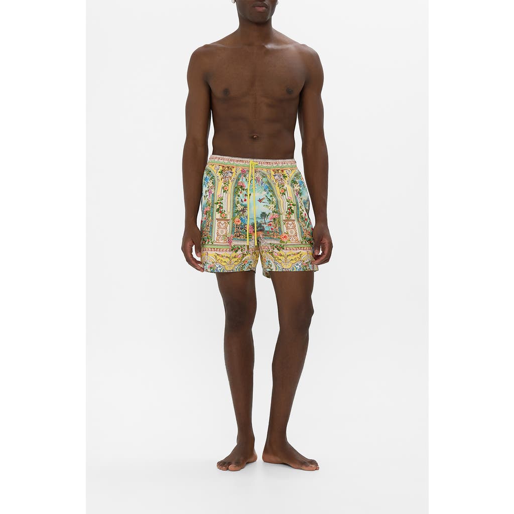 Camilla Mid Length Boardshort With Elastic Waist Tales Of Topkapi Palace In Multi