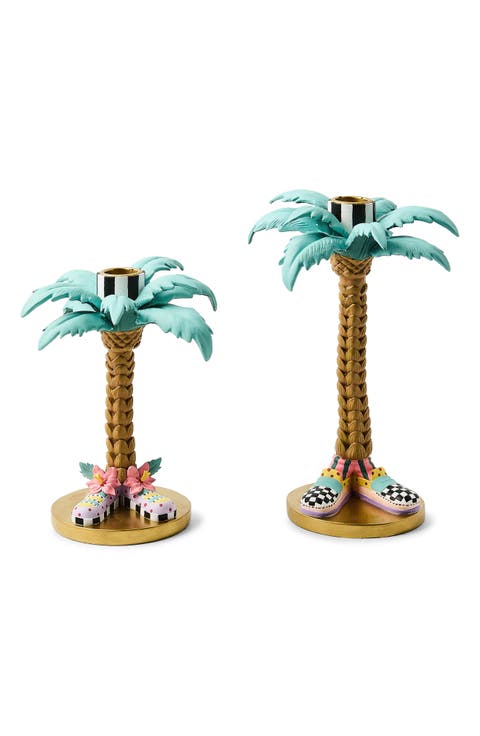 Set of 2 Patience Brewster Palm Tree Candleholders