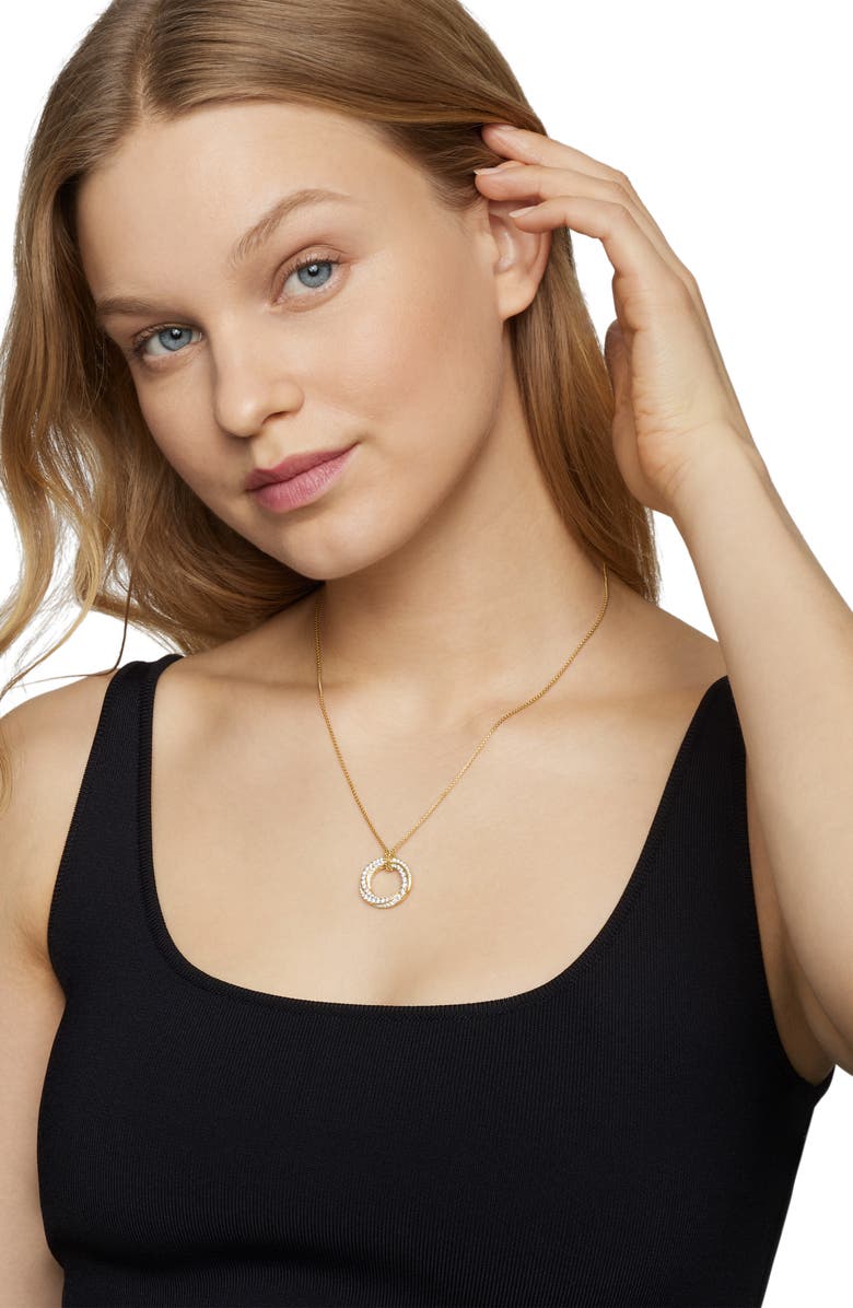 David Yurman 21MM MEDIUM PAVE CROSSOVER PEN, Alternate, color, 18K Yellow Gold