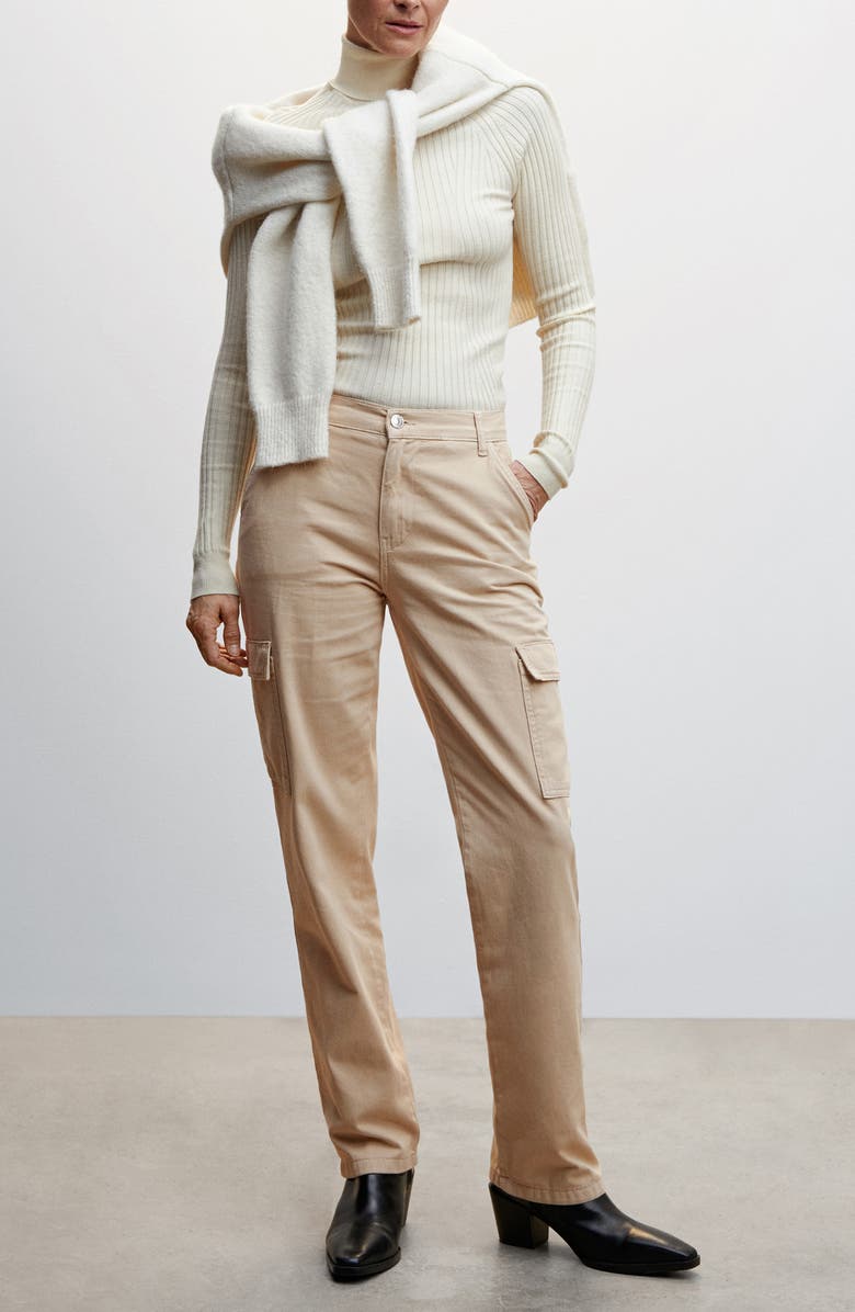 MANGO Straight Leg Cargo Jeans, Alternate, color, 