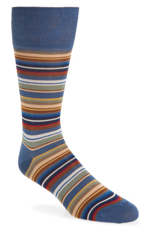Munich Stripe Cotton Blend Dress Socks