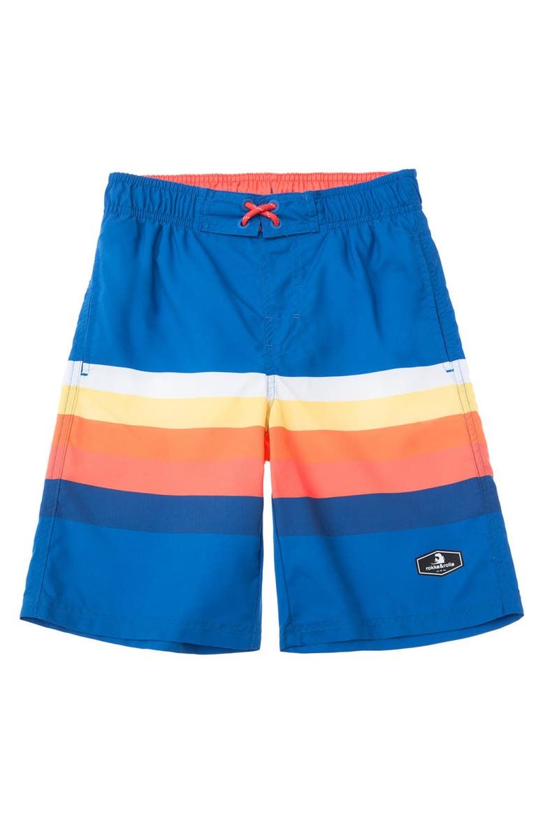Kid's Swim Trunks with Mesh Lining and UPF 50+, Main, color, Tropical burst