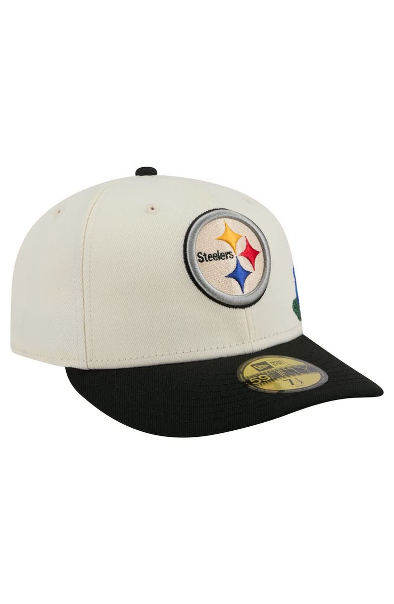 New Era Men's New Era Cream/Black Pittsburgh Steelers Tonal Floral 59FIFTY Fitted Hat, Alternate, color, Cream