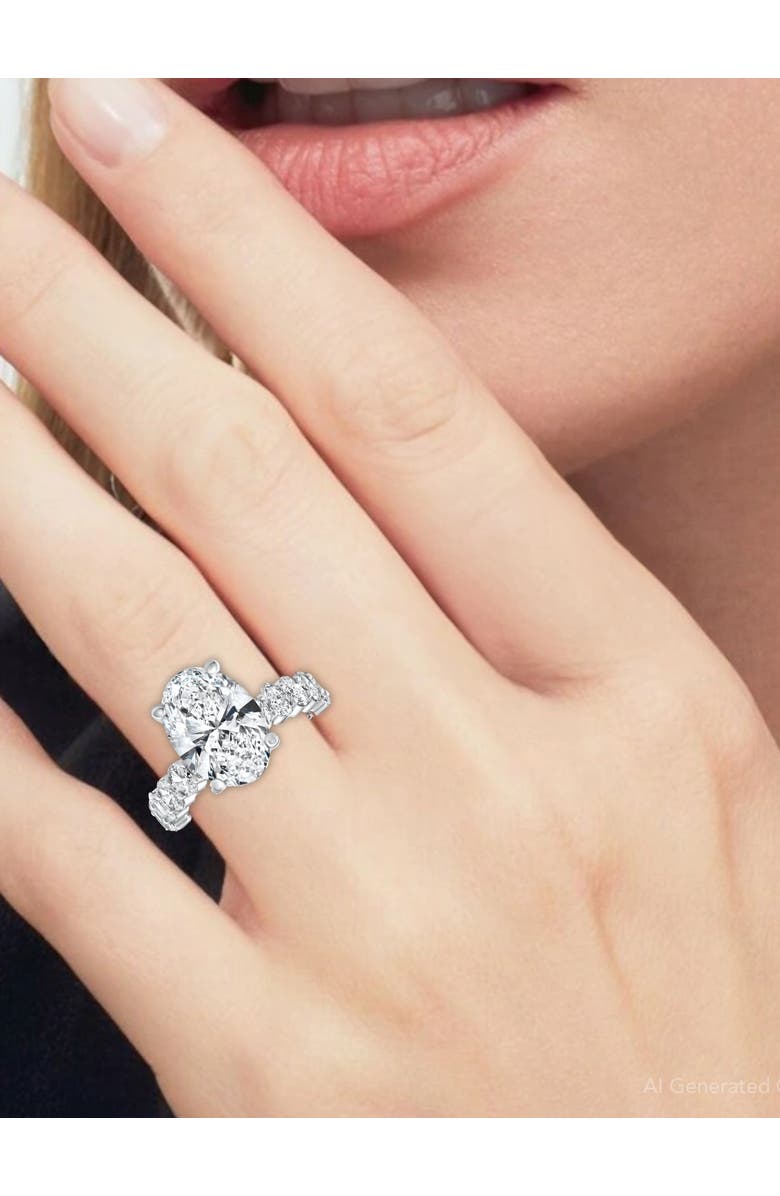 Bliss Diamond Certified 6Ct Oval Diamond Side Stone Engagement 14k Gold Lab Grown, Alternate, color,