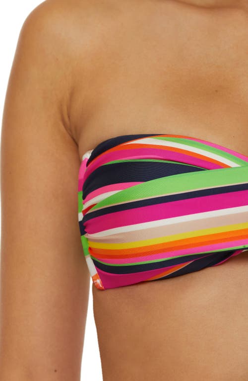 Trina Turk Stripe Twist Front Bandeau Bikini Top In Multi