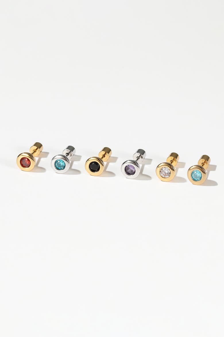 Aurora Bezel Set Solitaire Stud Earrings, Alternate, color, Silver/Clear