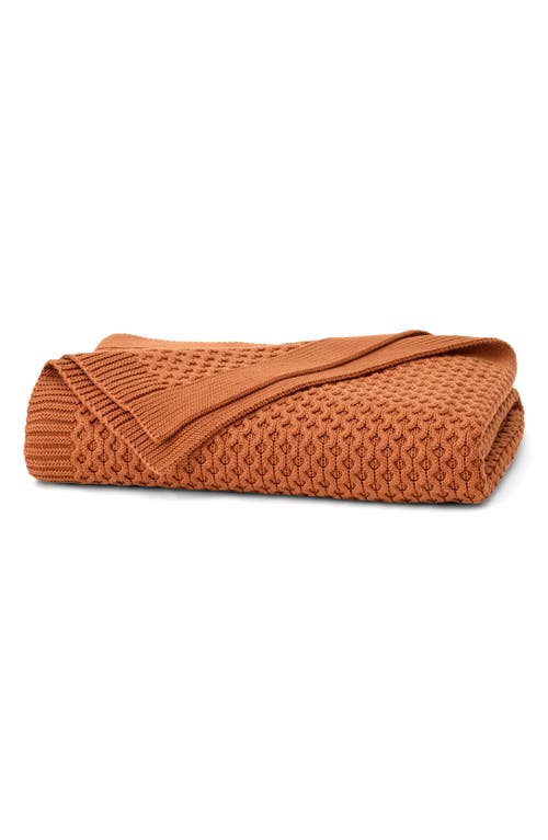 Boll & Branch Honeycomb Knit Throw Blanket In Orange