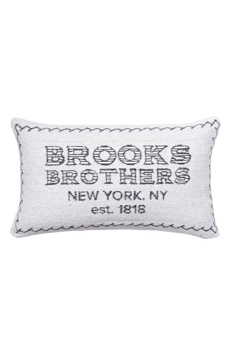 Brooks Brothers Est. 1818 Logo Cotton Throw Pillow, Main, color, White