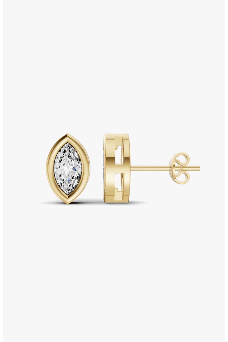 14K Gold Studs 0.5 Carat Marquise Bezel Solitaire, Alternate, color, Yellow Gold