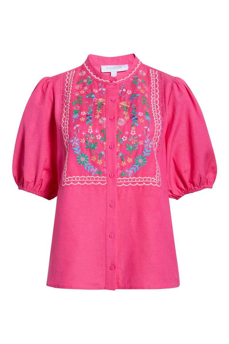 Kenedy Embroidered Puff Sleeve Top, Alternate, color, FUCHSIA