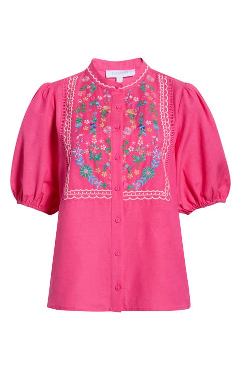 Kenedy Embroidered Puff Sleeve Top