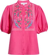 SUGARLIPS Kenedy Embroidered Puff Sleeve Top