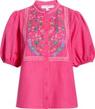 SUGARLIPS Kenedy Embroidered Puff Sleeve Top