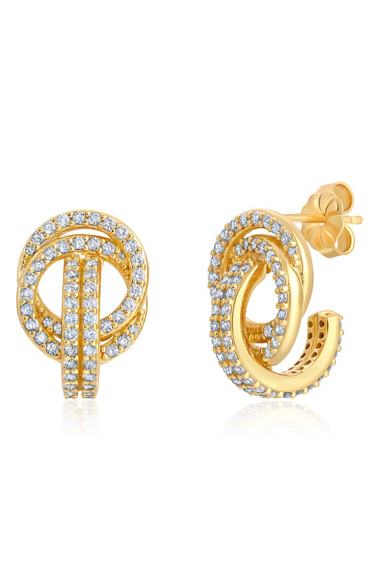 Crislu Pavé Huggie Hoop Earrings, Main, color, Gold