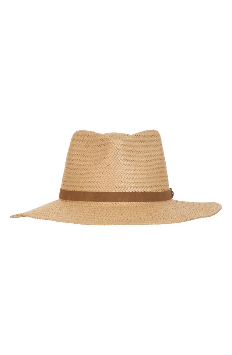 Vince Wide Brim Straw Fedora Hat, Main, color, Camel
