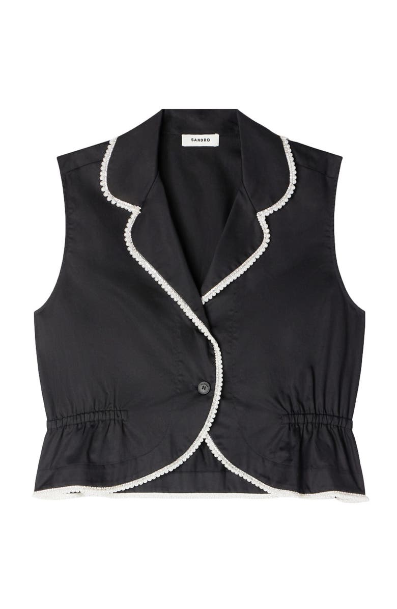 SANDRO Beaded collar top, Alternate, color, Black