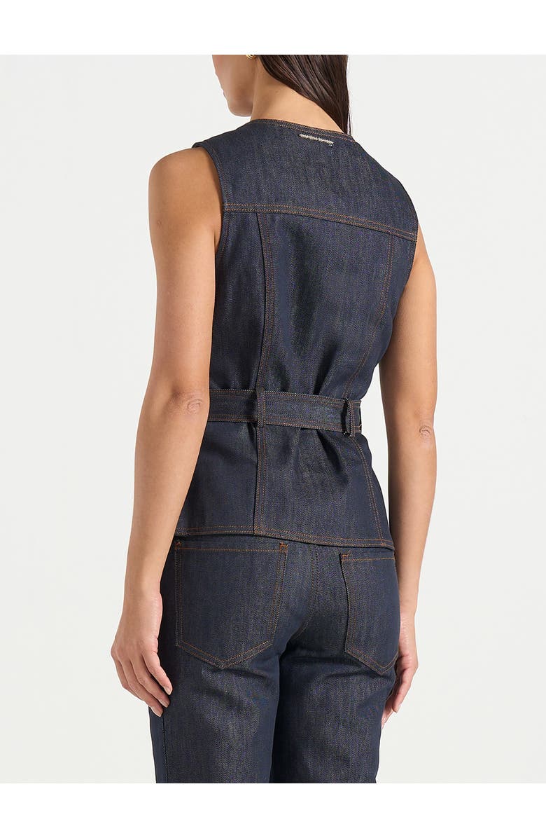 Manière De Voir Darcy Denim Crew Neck Waistcoat, Alternate, color, Polished Indigo
