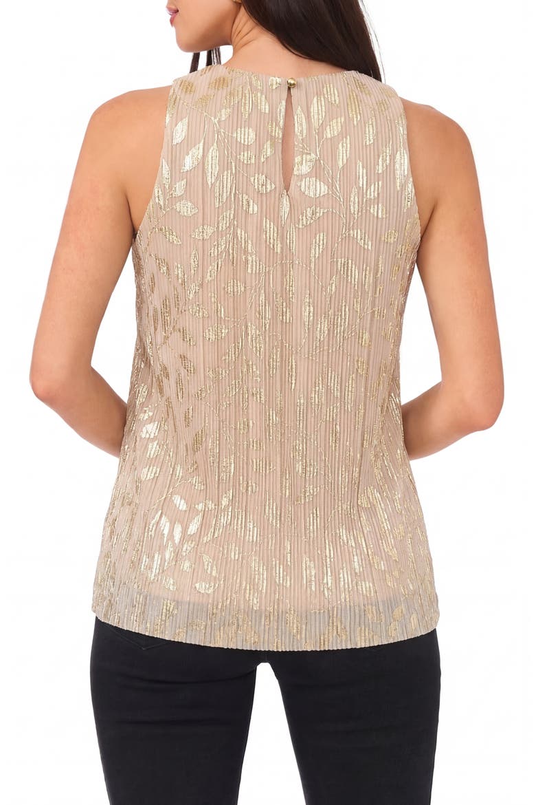 Shirred Foil Print Tank, Alternate, color, GOLD