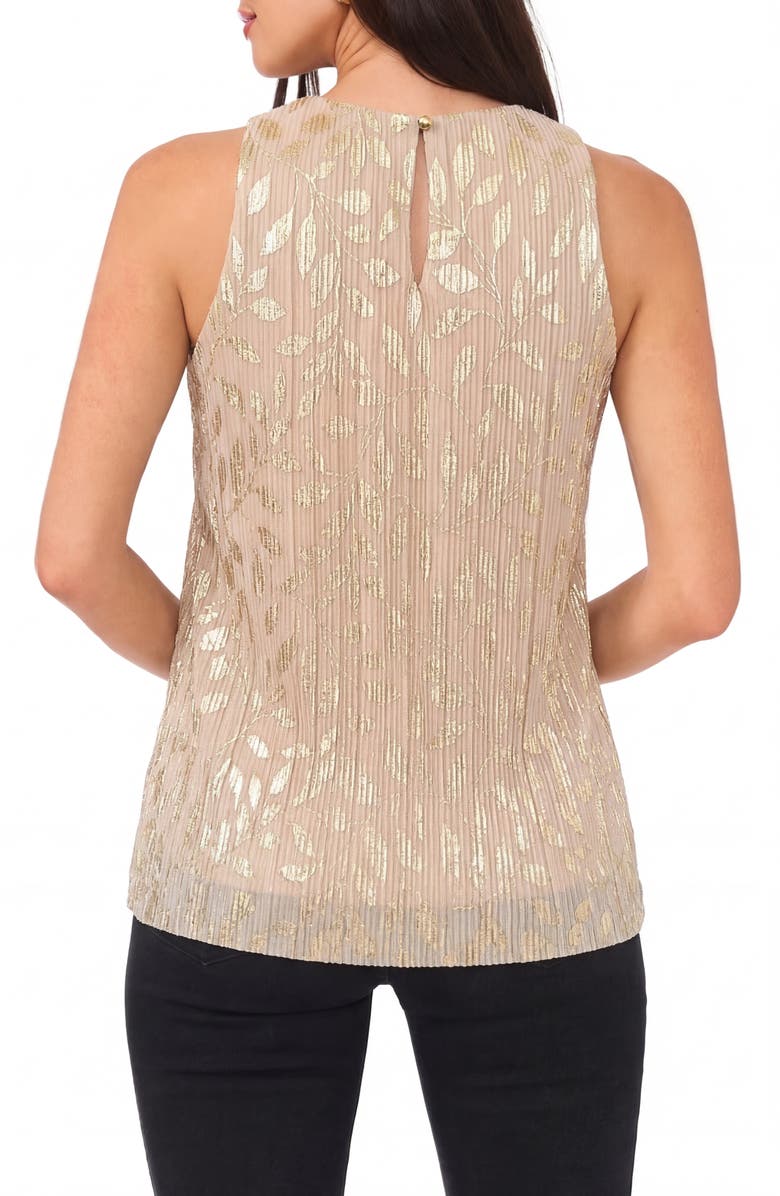 Vince Camuto Shirred Foil Print Tank, Alternate, color, Gold