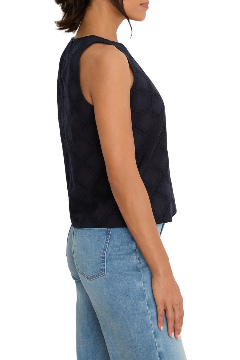 Diamond Eyelet Cotton Top, Alternate, color, DARK INDIGO