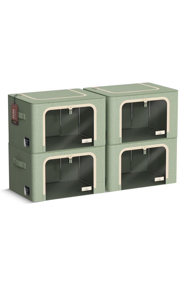 SORBUS 4-Pack Jumbo Foldable Storage Boxes, Main, color, Teal
