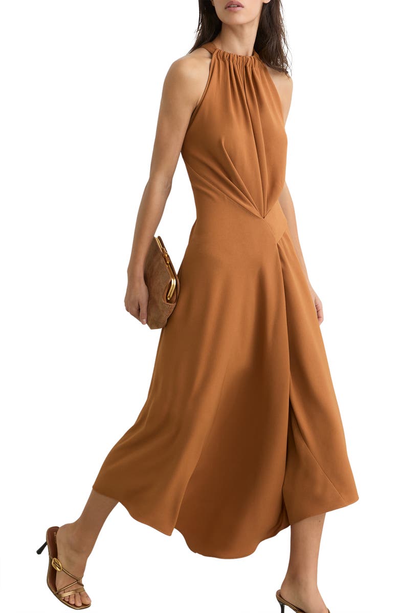 Reiss Maeve Asymmetric Sleeveless Midi Dress, Alternate, color, Rust Orange
