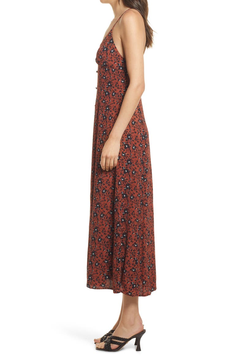 Cami Front Button Maxi dress, Alternate, color, RUST WATERCOLOR FLORAL