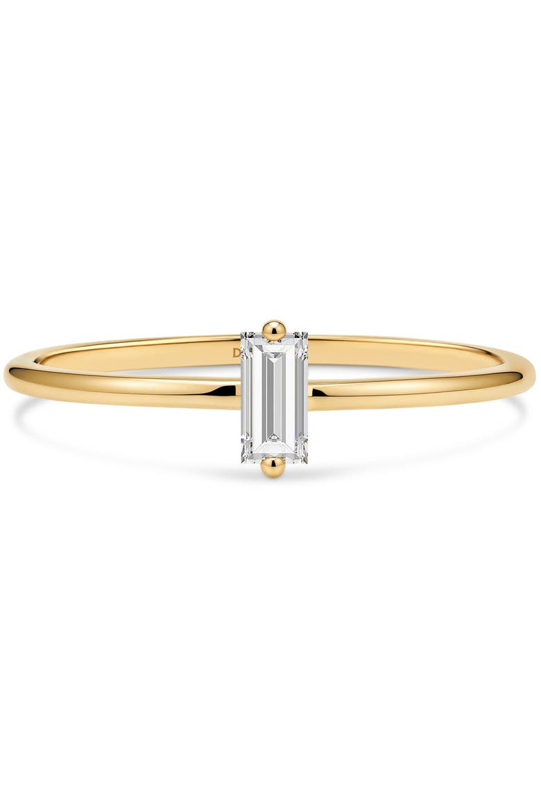 Baguette Lab Grown Diamond Solitaire Ring in 14K Gold, Main, color, Yellow Gold