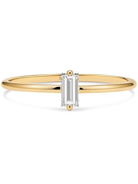 Baguette Lab Grown Diamond Solitaire Ring in 14K Gold