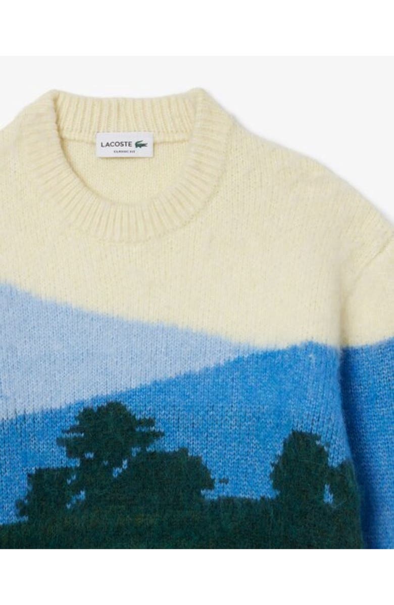 Lacoste Landscape Pattern Crewneck Sweater, Alternate, color, Green/ Vaporous-Overview