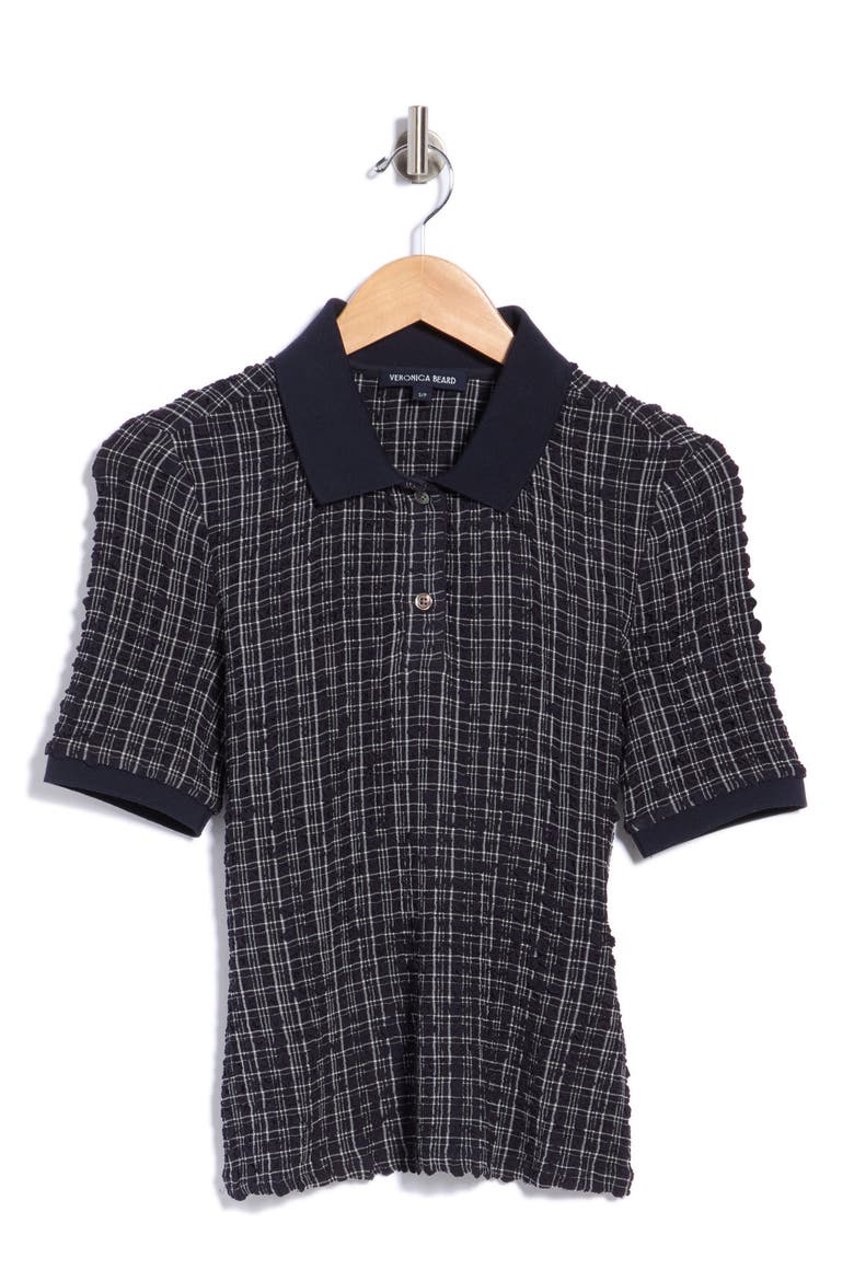 Benedetta Plaid Polo, Alternate, color, NAVY/ WHITE MULTI