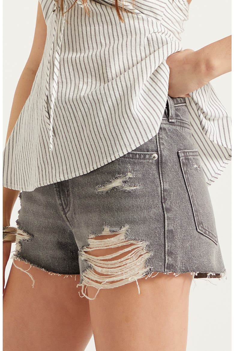 Ivy High Waist Distressed Denim Shorts, Alternate, color, GRAY