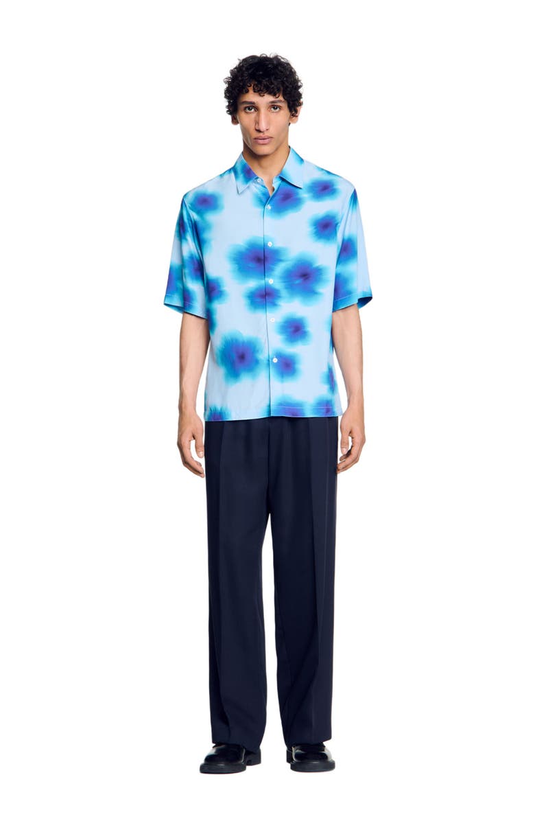 SANDRO Floral motif shirt, Main, color, Blue Sky