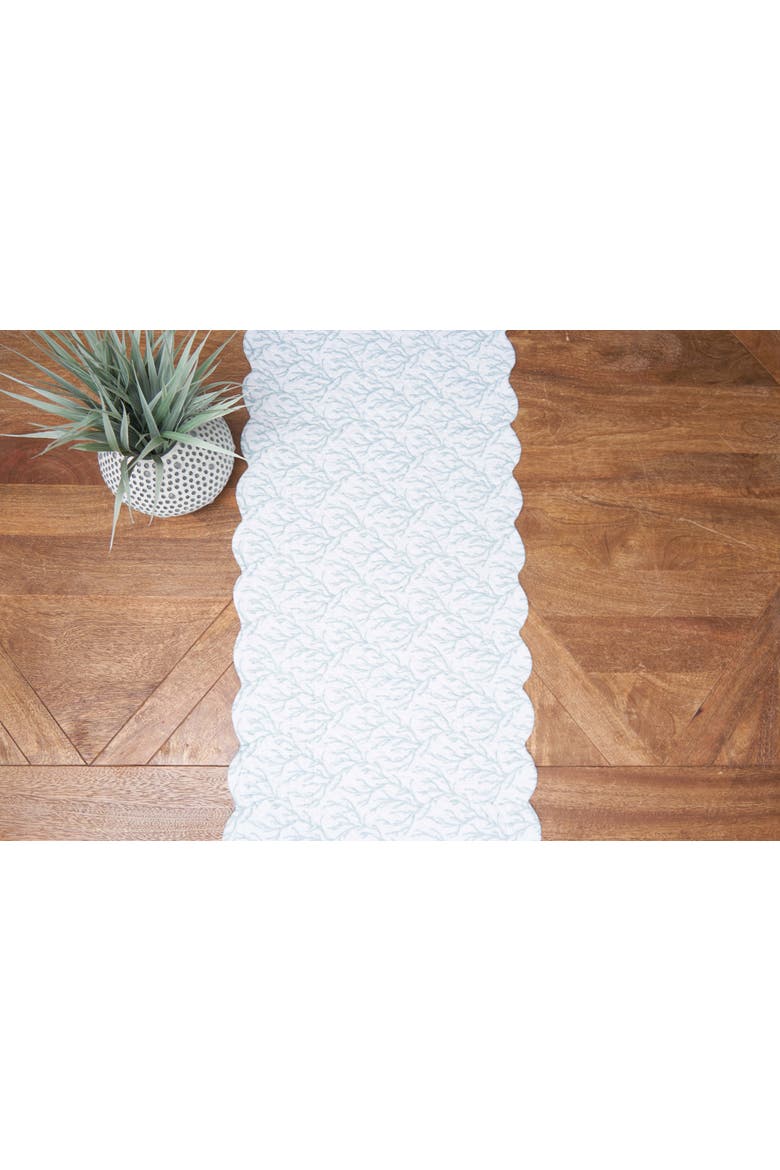 Seafoam Reef Cotton Table Runner 14" x 51" - Nautical Coral & Seaweed, Alternate, color, Blue