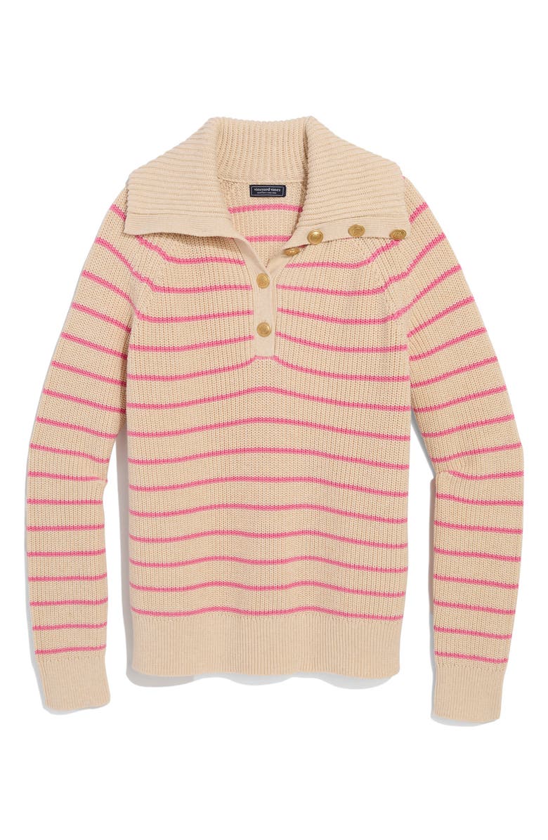 vineyard vines Stripe Half Button Sweater, Alternate, color, Oatmeal Heather