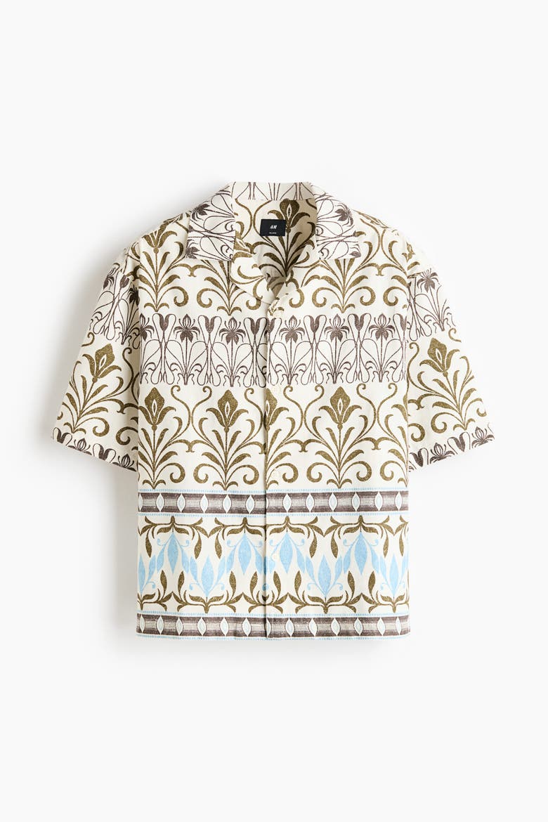 Relaxed Fit Patterned Resort Shirt, Alternate, color, Cream/patterned