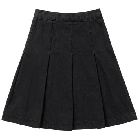 Denim Pleated Side Zipper Elastic Waist Skirt (Little Kid & Big Kid)