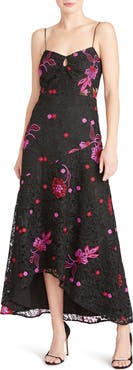 ML Monique Lhuillier Sleeveless Embroidered Lace A-Line Dress