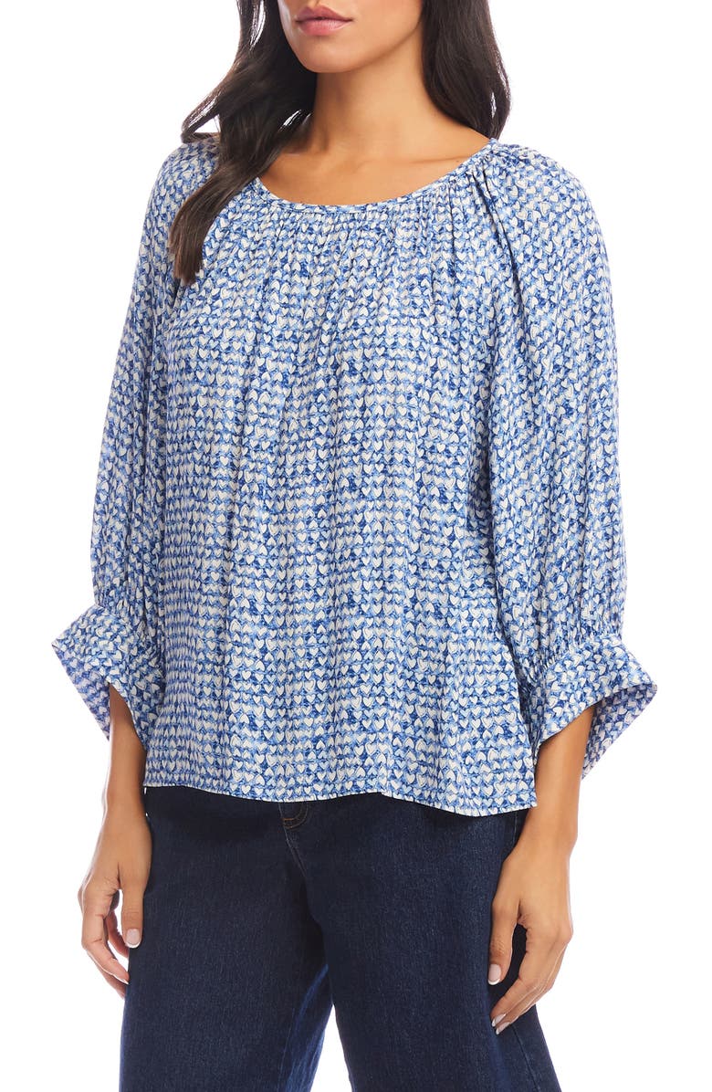 Karen Kane Heart Print Blouson Sleeve Top, Main, color, Print