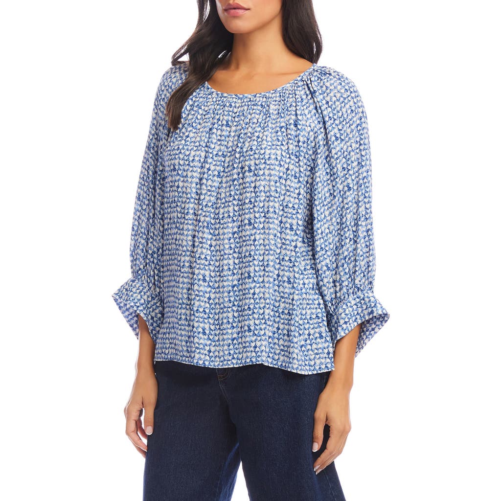 Karen Kane Heart Print Blouson Sleeve Top In Print