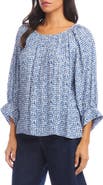 Karen Kane Heart Print Blouson Sleeve Top