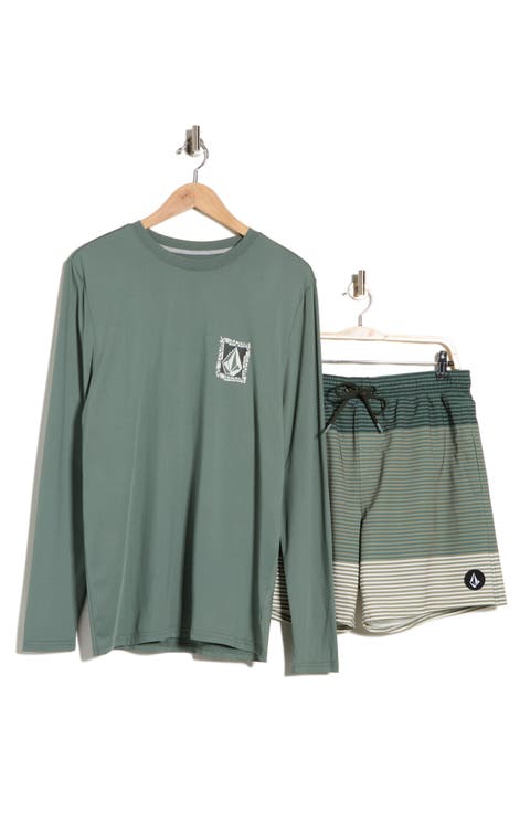 Long Sleeve Swim T-Shirt & Swim Shorts Set