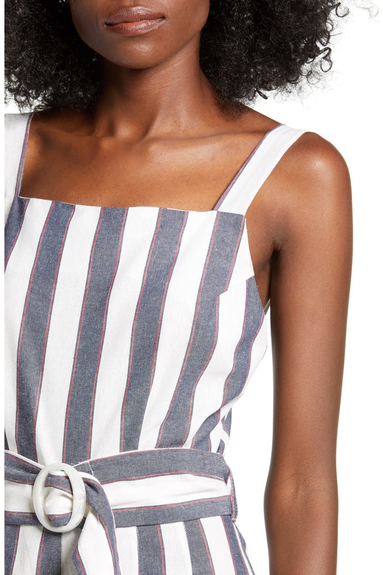 Stripe Crop Jumpsuit, Alternate, color, NAVY/ IVORY