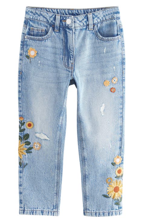 Kids' Sunflower Embroidered Straight Leg Jeans (Little Kid & Big Kid)