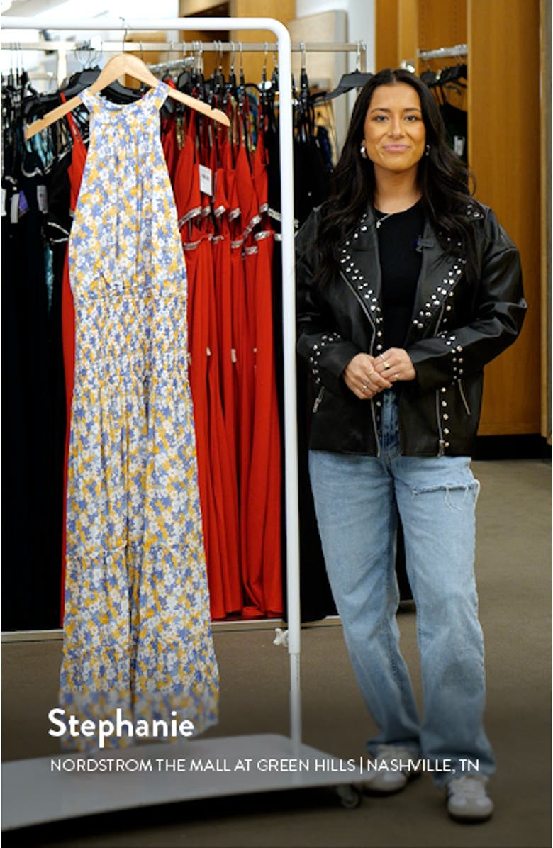 Dazzling Bloom Smocked Bodice Midi Dress, sales video thumbnail